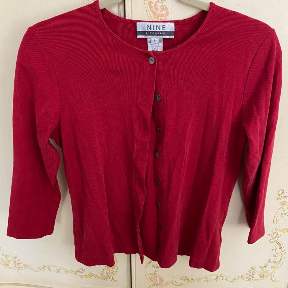 Nine & Company Red Button Down Cardigan